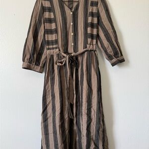 Striped Button-Up Midi Dress